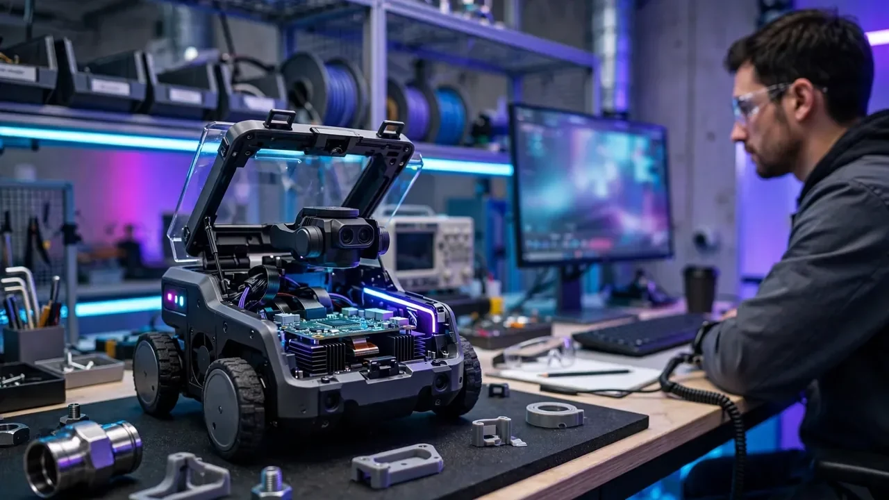 Computador compacto procesando imágenes e instrucciones dentro de un sistema robótico